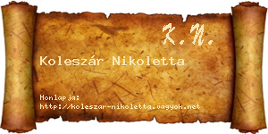 Koleszár Nikoletta névjegykártya