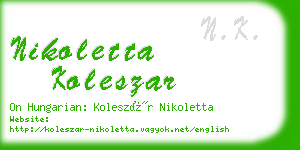 nikoletta koleszar business card
